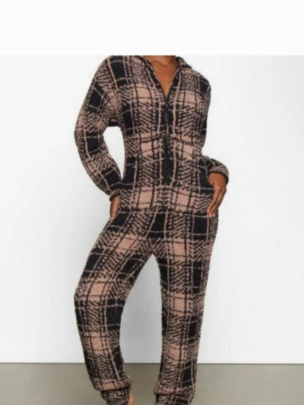 Skims Kids Cozy Plaid Onesie Girls Size 8/10